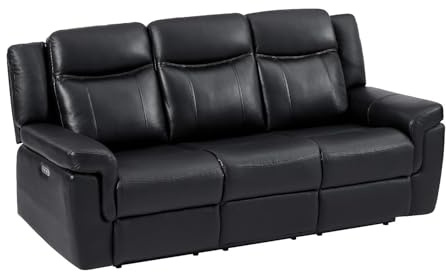 Vente-unique - Relaxsofa 3 Kenneth - Leder - schwarz