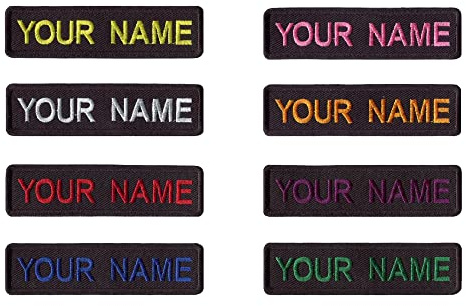 Stickerei-Namensaufnäher, 2 Stück, personalisierbar, Militär-Tape, Etikett, individuelle Logo-ID für mehrere Kleidung, Taschen, Westen, Jacken, Arbeitshemden (Farbe: Schwarz auf Schwarz)