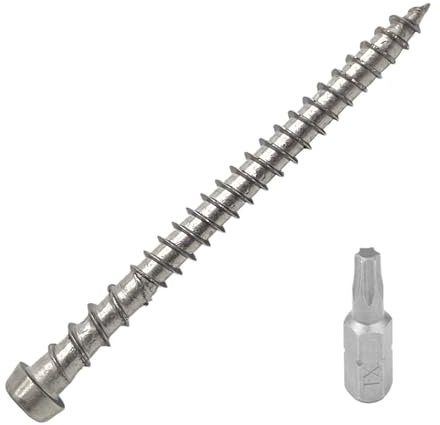 BRESKO Terrassenschrauben 5 x 40 mm A4 Edelstahl mit Doppelgewinde Zylinderkopf Schrauben Spanplattenschrauben Holzschraube Holzbauschrauben Konstruktionsschrauben 200 Stk.