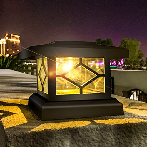 BYNYXI Lampada solare per pali da giardino, lampada solare per recinzioni, paletti per esterni, luce LED, decorazione da giardino, impermeabile, per giardino, recinzione, terrazza, luce calda, 12 cm