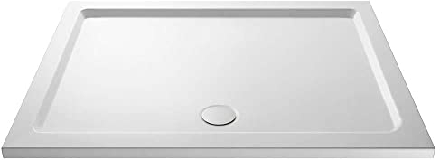 VeeBath Space 40mm Slimline Rectangular Stone Resin Shower Tray for Walk in Wet Room Enclosure Cubicle - 1200 x 1000mm