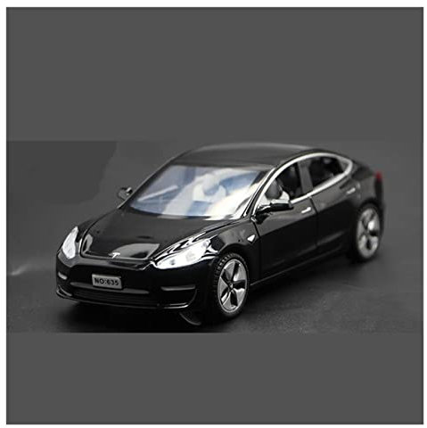 LANUVA 1/32 Für 2021 Tesla Model 3 Luxus High Simulation Spielzeug Metalldruckguss Automodell Dekoration (Color : Schwarz.)