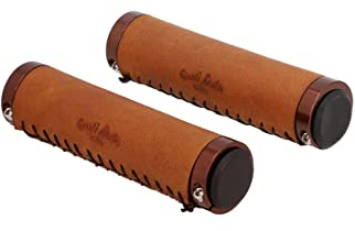Gusti Fahrradgriff Leder - Aurelio G. Lenkerband Band Echtes Braun Leder Metallring Rosegold