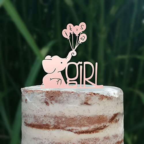 Cake Topper (It's a Girl) Mädchen Babyparty Shower Torte Deko Kuchen (Rose-Gold)