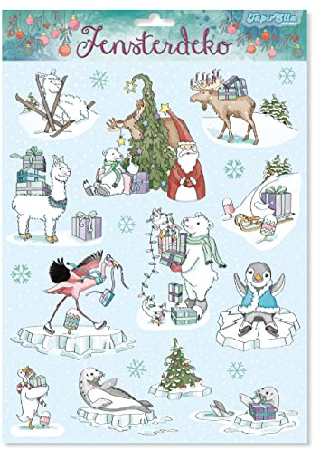 19 Fensterbilder * WEIHNACHTEN + ADVENTSZEIT * als Fensterdeko oder zum Basteln | 20x30cm | Aufkleber Sticker Kinder Klebebilder für Fenster