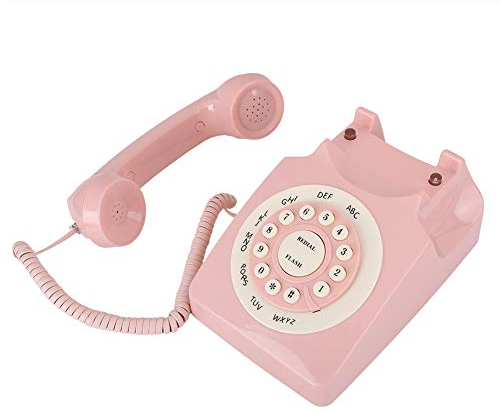 Téléphone Vintage Haute Définition Téléphone Filaire de Qualité D'Appel pour Bureau à Domicile Rose Rétro Téléphone Fixe Filaire Rose Suspendu Vintage Mur Prop Fonctionne à