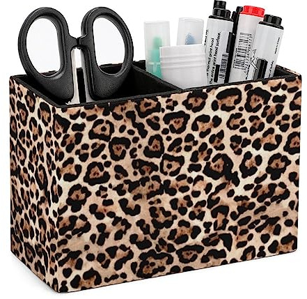 DEHOZO Porte-stylo, porte-crayons pour bureau, motif léopard en cuir synthétique pour bureau, chambre à coucher, maison