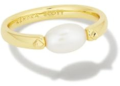 Kendra Scott Leighton 14k Gold-Plated Brass Pearl Band Ring in White Pearl, Fashion Jewelry for Women, Size 7