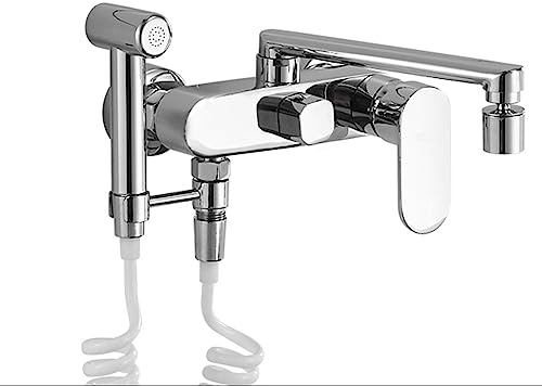 XJTNLB Küchenarmaturen Wandmontage Wasserhahn Küche Wandmontage Ausziehbar 20cm 360° Schwenkbar Wasserhahn Wandmontage Küche,Chrom,Dualer Modus
