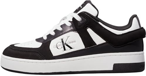Calvin Klein Baskets Cupsole Femme Basket Low en Cuir, Noir (Black/Bright White), 41