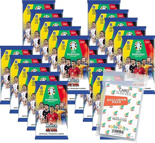 Bundle mit Match Attax UEFA Euro 2024 Germany - 20 Booster + Exklusive Collect-it Hüllen
