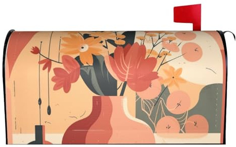 Welcome Spring Mailbox Covers Magnetic Standard Size Illustration of Vase Magnetic Mailbox Covers Mailbox Wraps Post Letter Box Cover for Outdoor Garden Yard Mailbox Decor