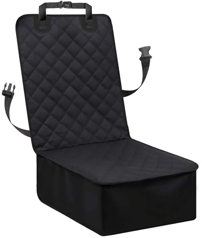 Fudajo Hunde Sitzbezug fürs Auto 100x50cm, Wasserfester und kratzfester Vordersitz Schoner gegen Schmutz, Hundedecke als Autoschondecke in Schwarz
