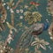 Peacock Woods Aqua Teal Wallpaper - Modern Naturistic Floral Flowers Birds - Stylish Trendy Feature Wall