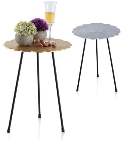 Amago home Beistelltisch Metall Dekotisch Hilton ø 35 x H 45 cm rund Aluminium mit Struktur Farbe Gold