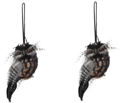 PRETYZOOM 2stücke Eule Deko Figur Handgefertigtes Echtem Federdesign Für Garten Terrasse Und Innenräume Gartenaccessoire