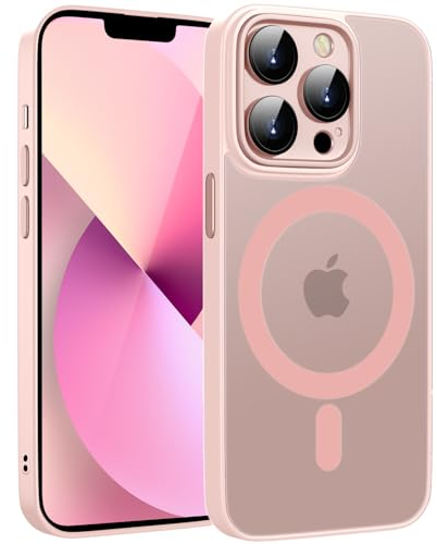 HGH Magnetisch Hülle für iPhone 13 Pro 6,1 Zoll Kompatibel mit MagSafe, Durchscheinende Matt Handyhülle für iPhone 13 Pro Case Dünn Anti-Fingerabdruck Schutzhülle für iPhone 13 Pro (Rosa)