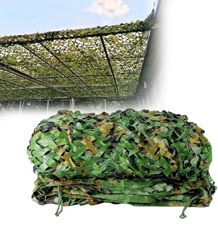 Filet de Camouflage Militaire 1m 1.5m 2m 2.5m 3.0m 3.5m 4m 5m 5.5m 6m 7m 8m 9m 10m 11m 15m 20m Toile De Camouflage Grande pour Caché Filet de Ombrage Vert(Taille:2x10m)