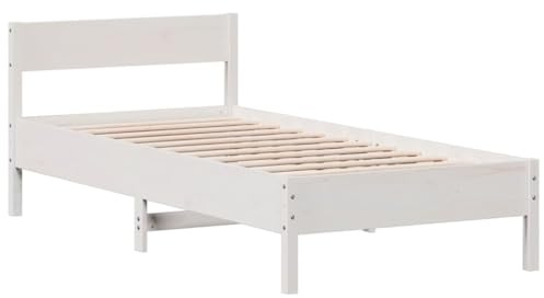 vidaXL Massivholzbett ohne Matratze Weiß 90x200 cm Kiefernholz