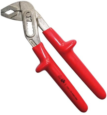 WEDO - 10 Zoll Nut- und Federzange, VDE isolierte Zange 1000 V, Gebogene Backen-Wasserpumpenzange, Schlitzdichtungszange mit Körper aus Chrom-Vanadium-Stahl u