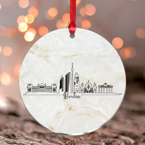 Weihnachtsbaumschmuck Deutschland, Berlin, Stadt, Skyline, Reise, rund, Weihnachtsbaumschmuck, Andenken, Aquarell, Kunst, Stadtbild, Acryl, Weihnachtskugel für Urlaub, Weihnachtsbaum,