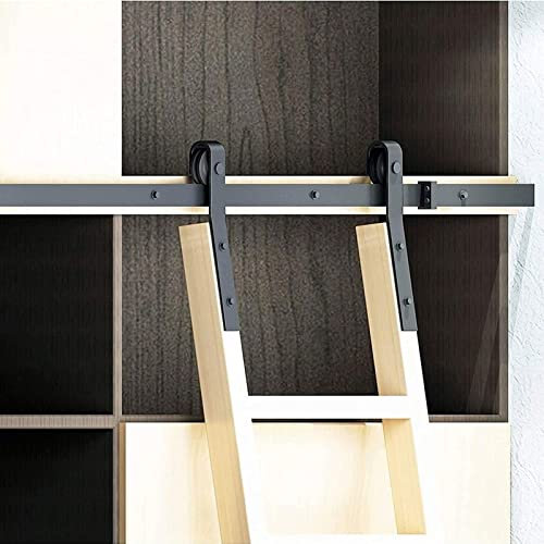 Scala scorrevole Libreria Hardware Kit con ruote a rulli da pavimento 3 m binario nero per casa/interno/loft
