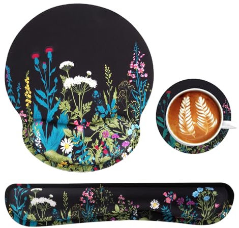 Catime 3-IN-1 Ergonomic Mouse Mat Set, Memory Foam Wrist Support, Black