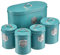 Cooks Professional 5 Piece Tea Coffee Sugar Bread & Biscuit Cannister Set | Labelled Storage Tins | Containers with Airtight Lids | Canisters for Kitchen Accessories & Essentials | Teal/Silver