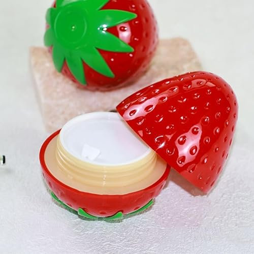 1/3 recipientes de cosméticos vacíos en forma de fresa para crema, lociones cosméticas, bálsamo labial, cara, cuerpo, crema de manos