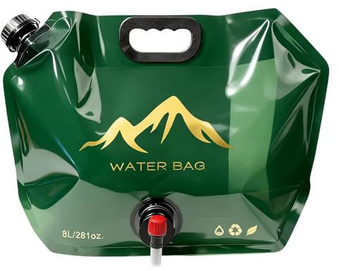8L Wasserkanister Faltbarer mit hahn, Auslaufsicherer Wasserbehälter, Faltkanister mit Tragegriff, Wiederverwendbare Wasseraufbewahrungsbeutel für Camping,Wandern und Wasserspeicherung zu Hause (a)