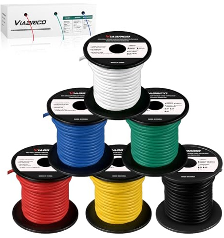 VIABRICO 12 Gauge Wire 600FT, 12 AWG Auto Wire 100ft Each Spool, 6 Colors Copper Clad Aluminium Low Voltage Electrical 12 Gauge, Hookup Kit for Breadboard/Automotive/DIY/Battery