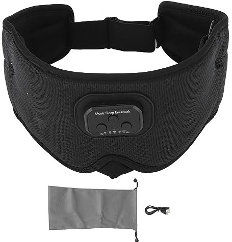 lvifloae Bluetooth 5.2 Sleep phones Wireless 3D Sleeping Eyeshade Music phones for Side Sleeper with 20 White Noise Timing Black (Black)