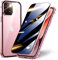 TOPF&B Privacy Case for iPhone 15 Plus,Magnetic Cover Built-in Privacy Screen Protector and Camera Protector,360 Degree Full Cover Metal Bumper Case for iPhone 15 Plus,Pink