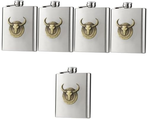 TOPPERFUN 5 Pezzi Borraccia Termica Acciaio Inossidabile da Flask Portatile per Whisky e Isolata Leggera e Compatta per Camping e Attività Outdoor