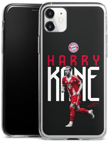Slim Case kompatibel mit Apple iPhone 11 Silikon Handyhülle transparent Hülle extra dünn FC Bayern München Harry Kane Offizielles Lizenzprodukt