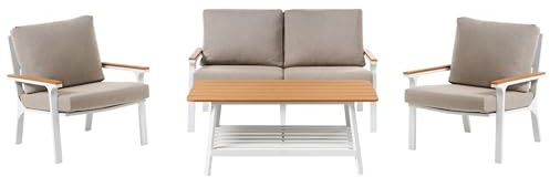 Beliani Lounge Set Metall Taupe 4-Sitzer mit Couchtisch Auflagen modernes Design Orero