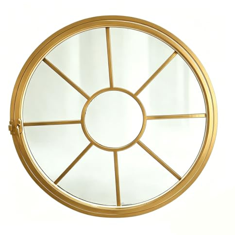 Rundes Drehbares Fenster aus Glas mit Griff, Bullauge Fenster für Badezimmer, Küchen und Cafés(Gold,40cm/16in)