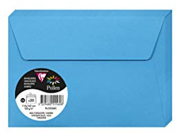 Clairefontaine 5556C - Packung mit 20 Umschläge Pollen, Format C6, 114 x 162mm, 120g, ideal für Korrespondenz und Einladungen, Karibikblau, 1 Pack