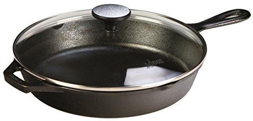 Lodge Pre-Seasoned Cast Iron Round Skillet/Frying Pan with Tempered Glass Lid-26.04 cm / 10.25 inch