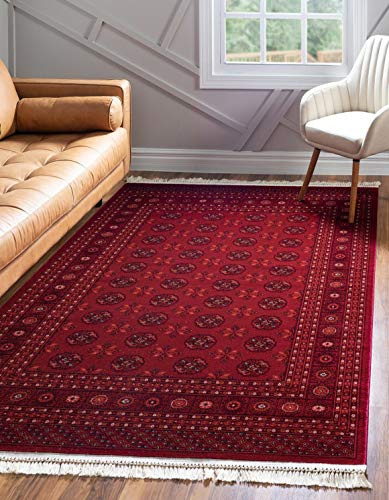 Unique Loom Tekke Collection Over-Dyed Saturated Traditional Torkaman Area Rug (5' 0 x 8' 0 Rectangular, Red/Burgundy)