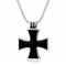 BOBIJOO JEWELRY - Chaîne Collier Pendentif Croix Noire de Malte Celtique Chevalier Templier Biker Acier Inoxydable