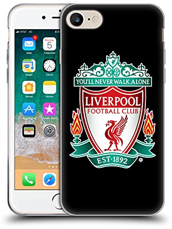 Head Case Designs Offizielle Liverpool Football Club Schwarz 1 Crest 1 Soft Gel Handyhülle Hülle kompatibel mit Apple iPhone 7/8 / SE 2020 & 2022