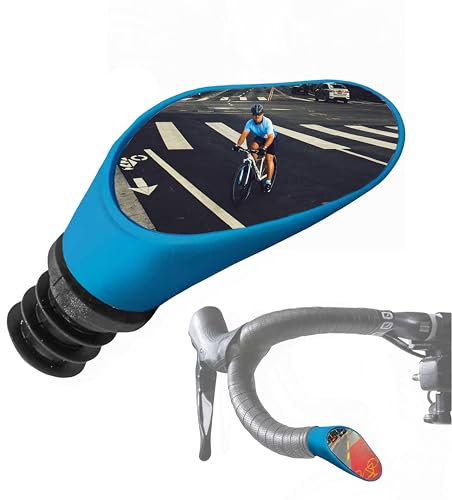 Rennrad Rückspiegel - Leichtgewicht, Einstellbarer, & Vibrationsfrei Konvexspiegel mit 9-Facher Verchromung & Stoßsichere ABS Schale für Lenker mit 20 mm Durchmesser von Sprintech - Blue