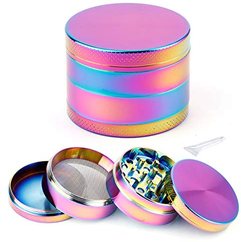 Colourful 4 Pieces Metal Zinc alloy Tobacco Grinder Spice Grinder Herb Grinder-Rainbow Metal -40mm &50mm-Mystyles (1.5inch(40mm))