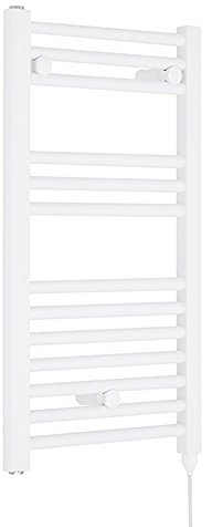Nuie Radiator MTY156 | Modern Bathroom 300 Watt Heated Electric Ladder Towel Rail, 720mm x 400mm, White