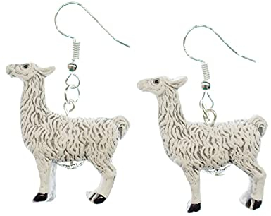 Miniblings Alpaka Alpacca Ohrringe Lama Wolle Keramik 30mm Peru Kinderohrringe - Handmade Modeschmuck I Ohrhänger Ohrschmuck versilbert