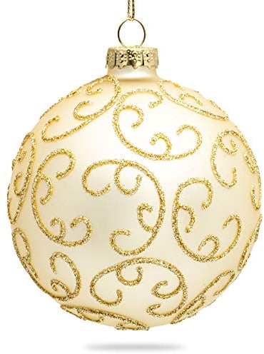 SIKORA Highlights 4er Set ausgefallene Christbaumkugeln aus Glas Champagner, Farbe/Modell:Modell Florenz Champagner, Größe:8 cm