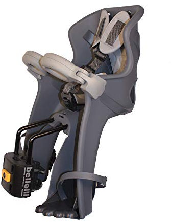 b bellelli Freccia - Seggiolino Bici Anteriore - Attacco B-Fix - Si Fissa al Telaio - dai 9 Mesi ai 3 Anni - Max 15 kg - Colore Dark Grey Versione Luxury
