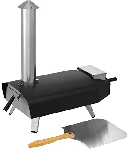 tepro Danbury Pellet-Pizzaofen – Outdoor-Holzofengrill mit Cordierit-Stein, Edelstahl-Klappfüßen & Pizza-Schaufel