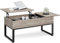 Yaheetech Table Basse Relevable, Table de Salon, 1 Plateau Relevable 1 Plateau Extensible, 2 Compartiements Cachés, en Bois et Structure Métallique 104,5 x 50 x 49cm Désign Industriel Gris